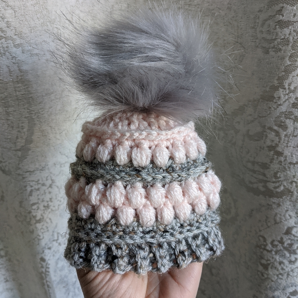 0-3 Month Infant Newborn Puff Hat - Pink - Picture 3 of 3